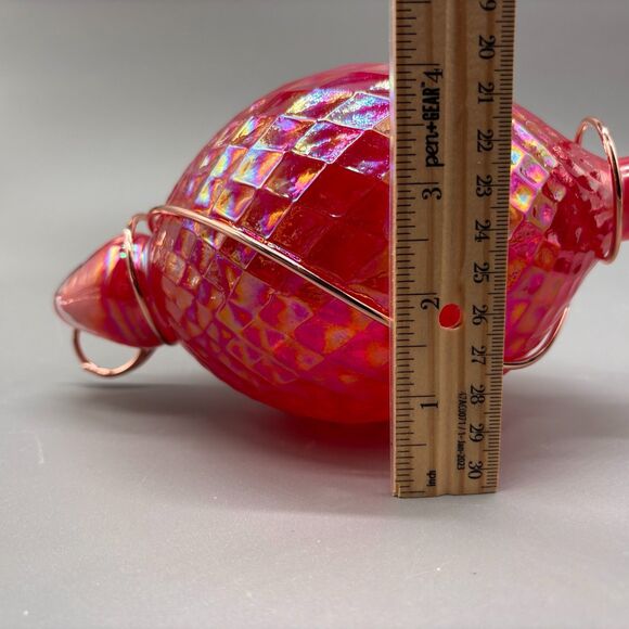 Art Glass Optic Iridescent Red Finial Sculpture Decorative Wire Wrap Large 8" - Picture 7 of 7